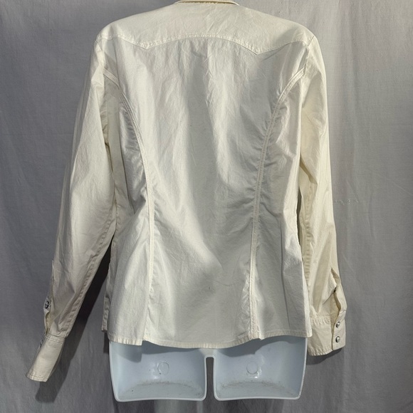 Bob Timberlake Women's Ivory Pearl Snap Shirt - Size L - Picture 4 of 5